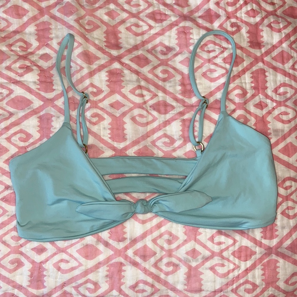 L Space Aqua tie bathing suit top size small